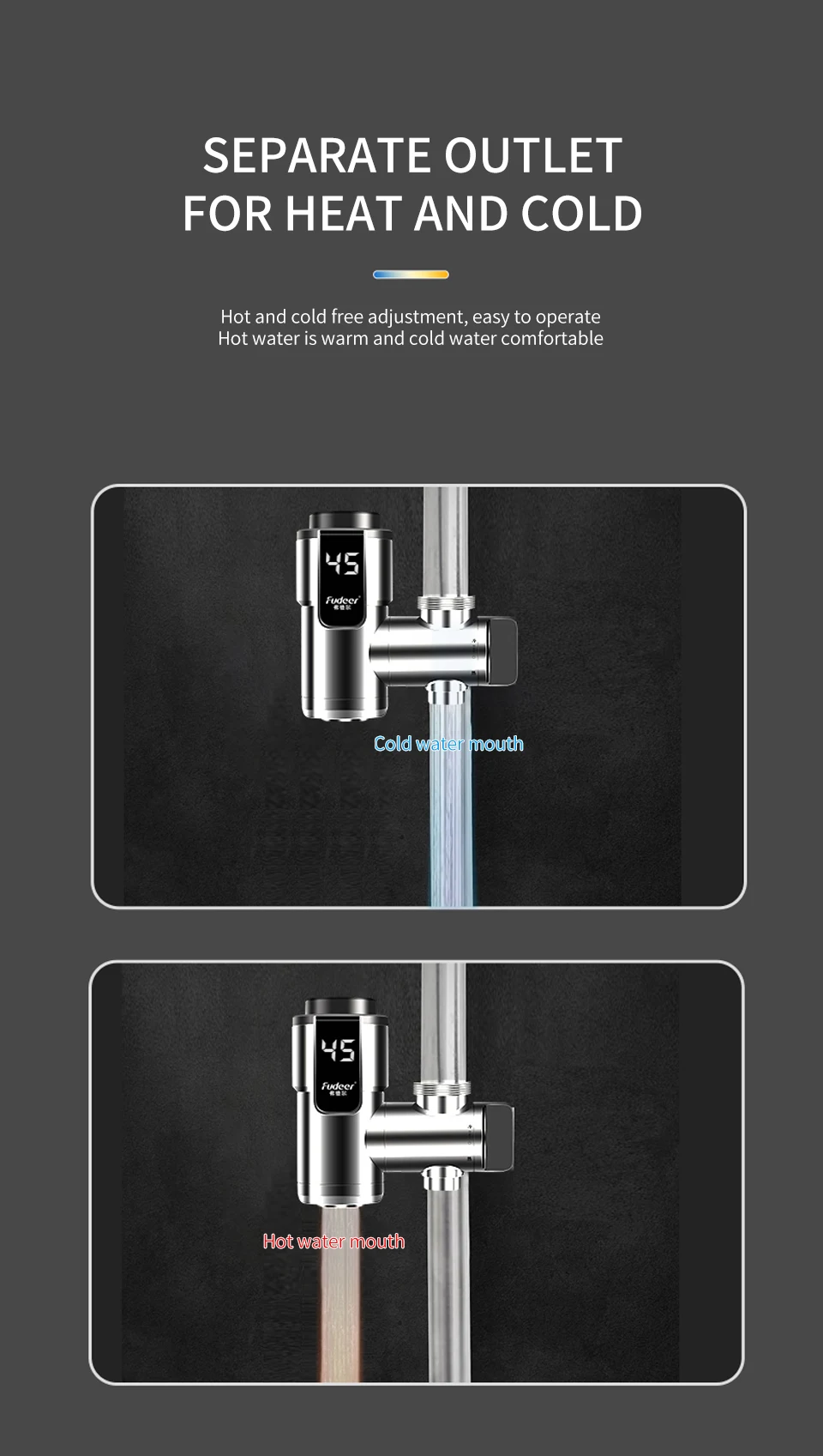 Fudeer Electric Water Heater Kitchen Faucet Conector Instant Hot Water Tap Adapter 220V  Water Heater Bathroom Accessories
