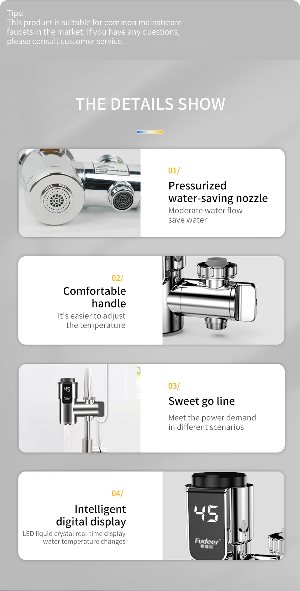 Fudeer Electric Water Heater Kitchen Faucet Conector Instant Hot Water Tap Adapter 220V  Water Heater Bathroom Accessories
