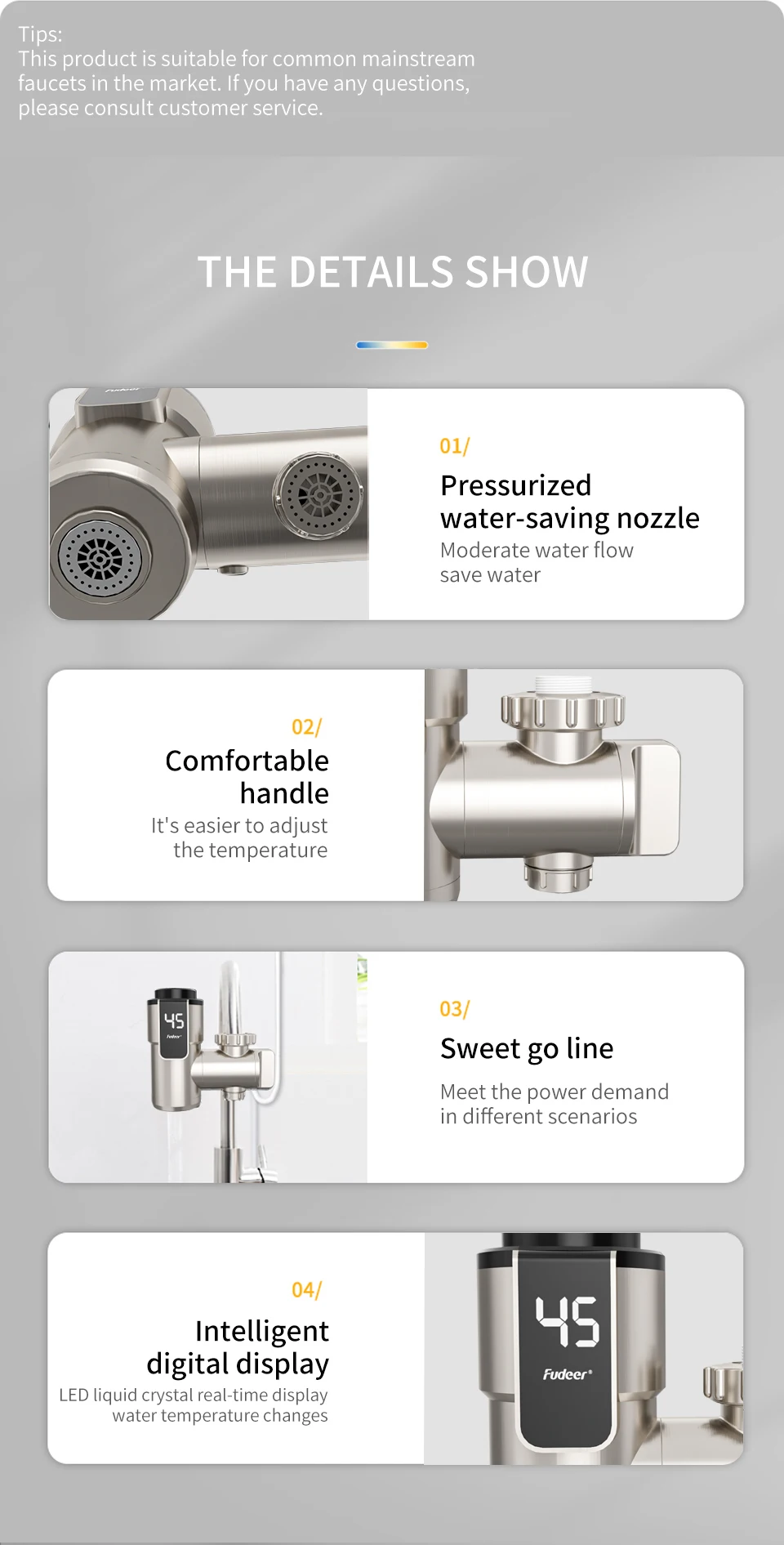 Fudeer Electric Water Heater Kitchen Faucet Conector Instant Hot Water Tap Adapter 220V  Water Heater Bathroom Accessories