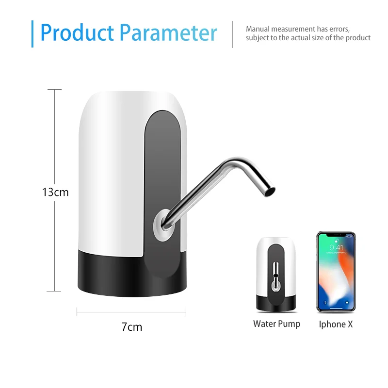 HiPiCok Water Bottle Pump 19 Liter Water Dispenser USB Charging Automatic Portable Electric Water Pump with Universal Bucket Cap