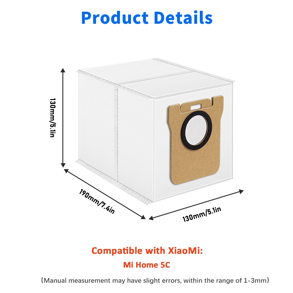 Dust Bags For Xiaomi Mijia Robot Vacuum 5/5C/5Pro/OV31GL/OV42CN/OV21GL/M30/M30S/M40/M40S High Efficiency Dust Collection Parts