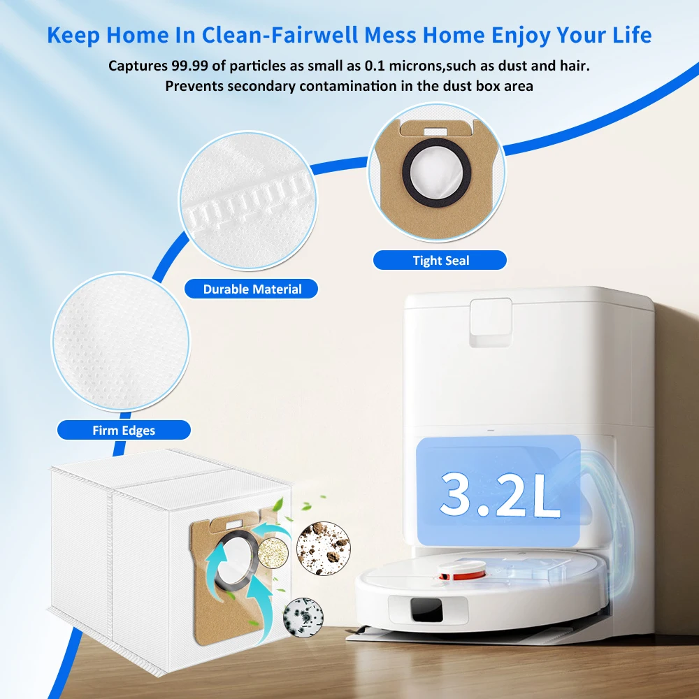 Dust Bags For Xiaomi Mijia Robot Vacuum 5/5C/5Pro/OV31GL/OV42CN/OV21GL/M30/M30S/M40/M40S High Efficiency Dust Collection Parts