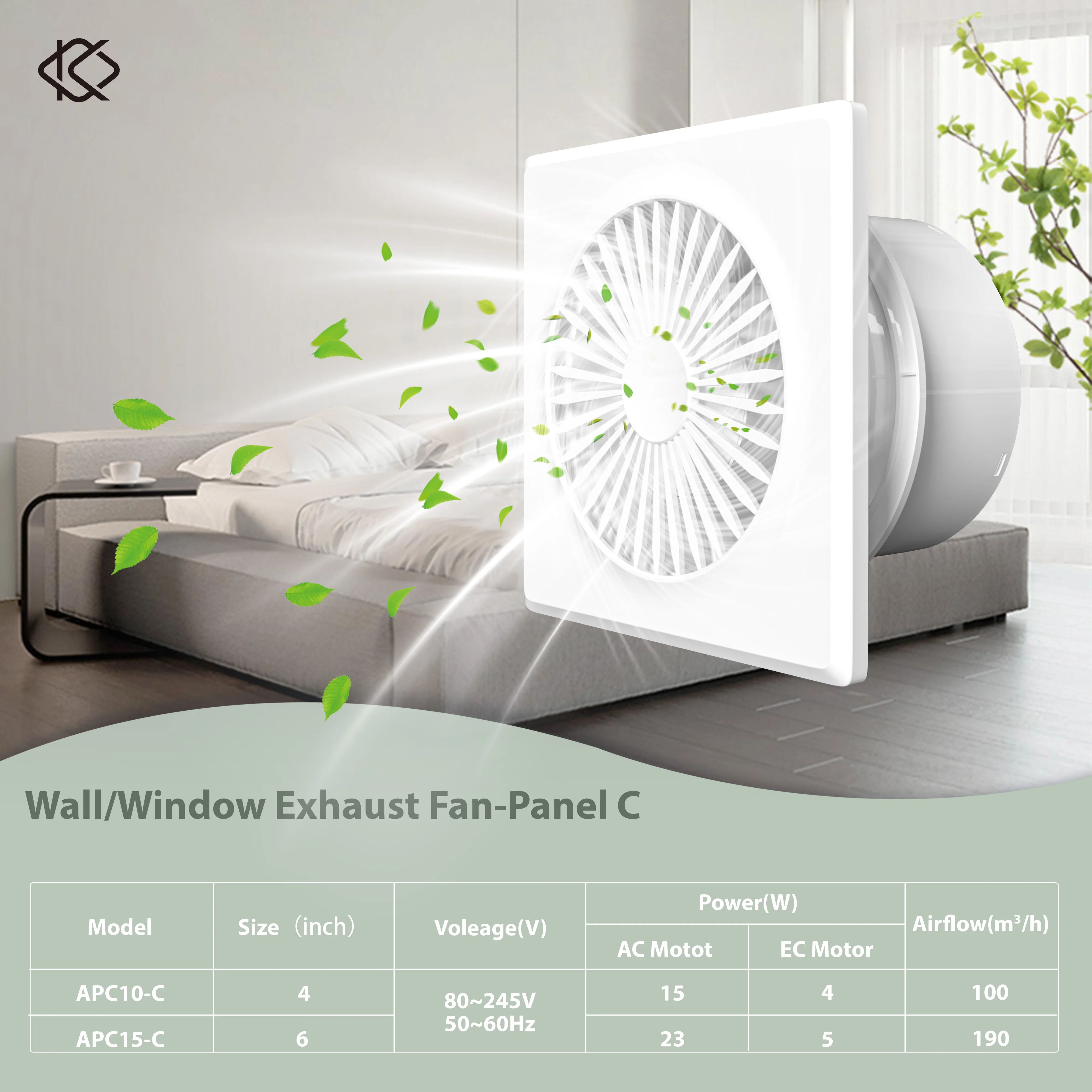 KCvents Reversible Ventilator Fan Exhaust Fan With Remote Control For Bathroom Room Kitchen Wall Mount Home ECO Friendly 4/6in