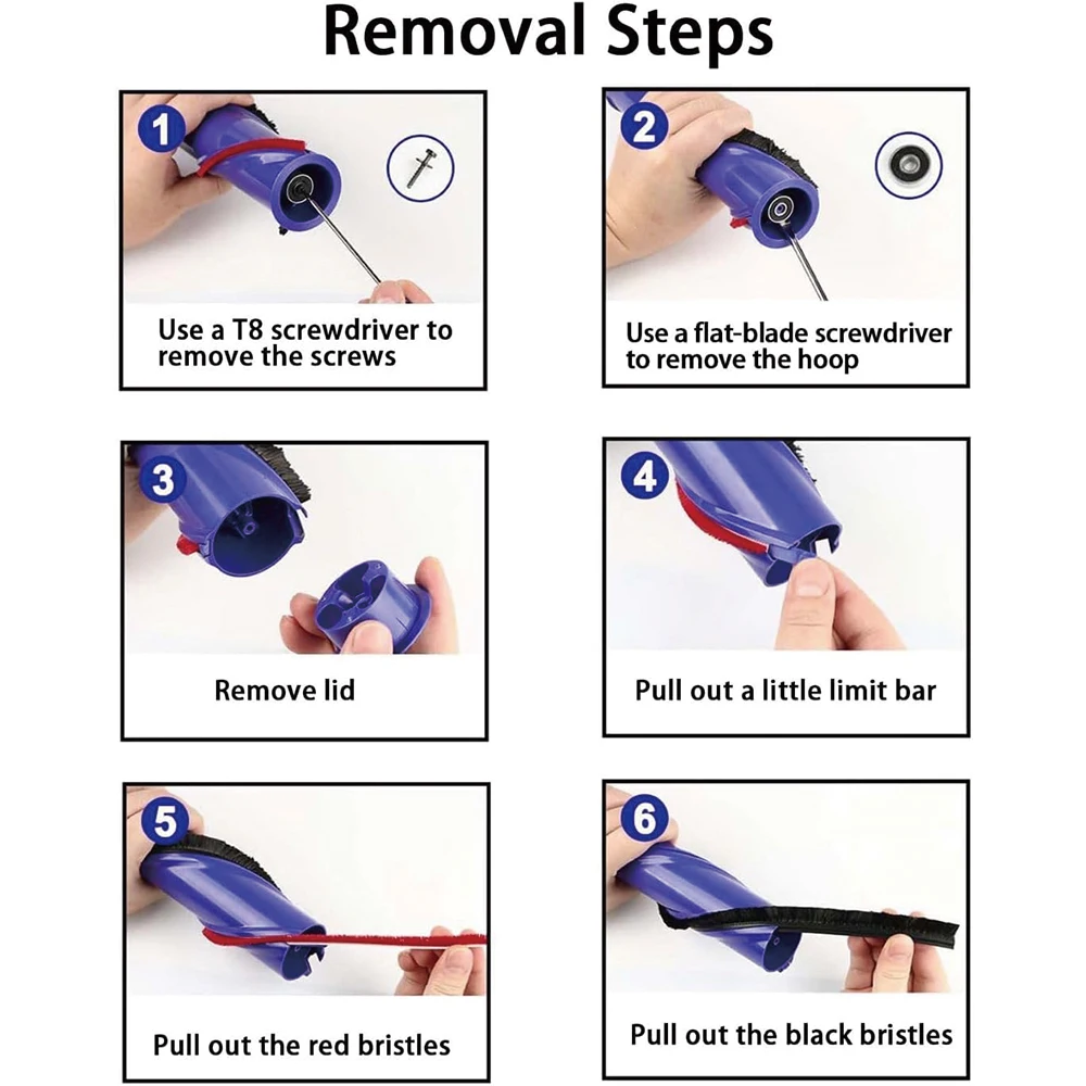For Dyson V7 V8 V10 V11 Vacuum Cleaner Rolling Brush Strips, Soft Plush Strip Replacement parts,Double Check Before Buy
