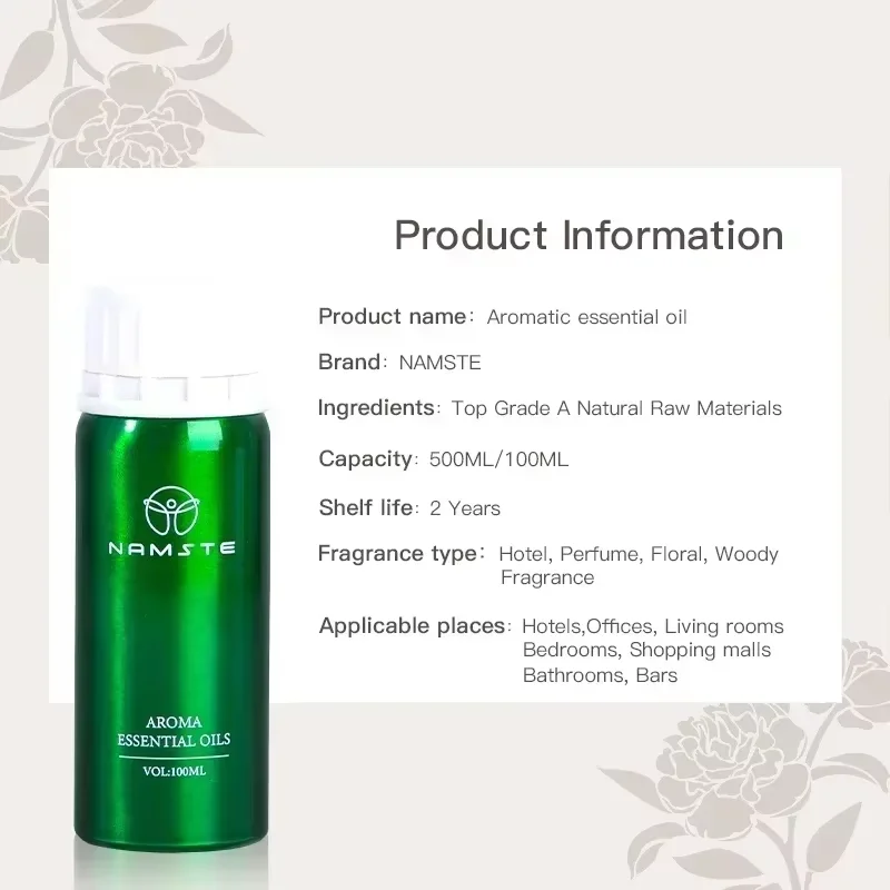 Hotel Room Fragrance Diffuser for Home Air Freshener Scenting Device Air Purifier Humidifier Car Essential Oil Refil 100ML 500ML