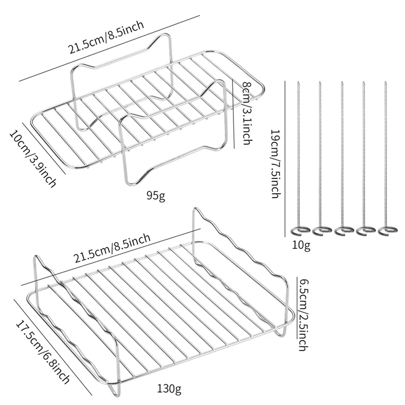 ABWM-Baketron Air Fryer Rack,Cooking Grate For Tefal EY9018 5.2/3.1 L For Tower T17099 Salter EK5729 9L,Airfryer Accessories