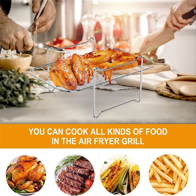 ABWM-Baketron Air Fryer Rack,Cooking Grate For Tefal EY9018 5.2/3.1 L For Tower T17099 Salter EK5729 9L,Airfryer Accessories