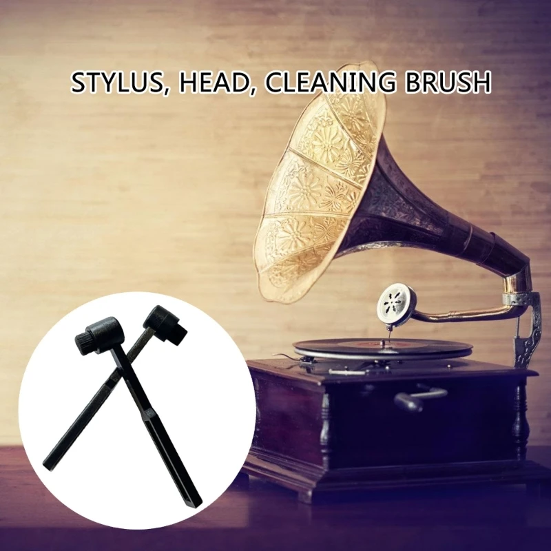 Styluses Brush Carbon Fiber Styluses Cleaning Brush Black Turntable Styluses Cleaner for Vinyls Record Player Needle Round