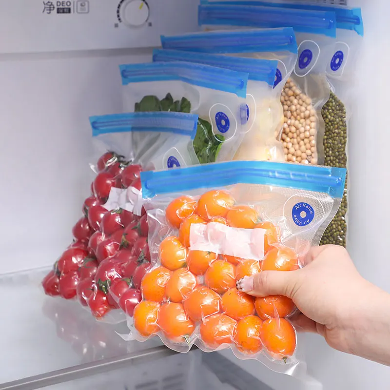 10Pcs Vacuum Sealed Food Bags Food Storage Bag with Sealing Pump Household Food Sealer Air Valve Bag Sealing Small Large Size