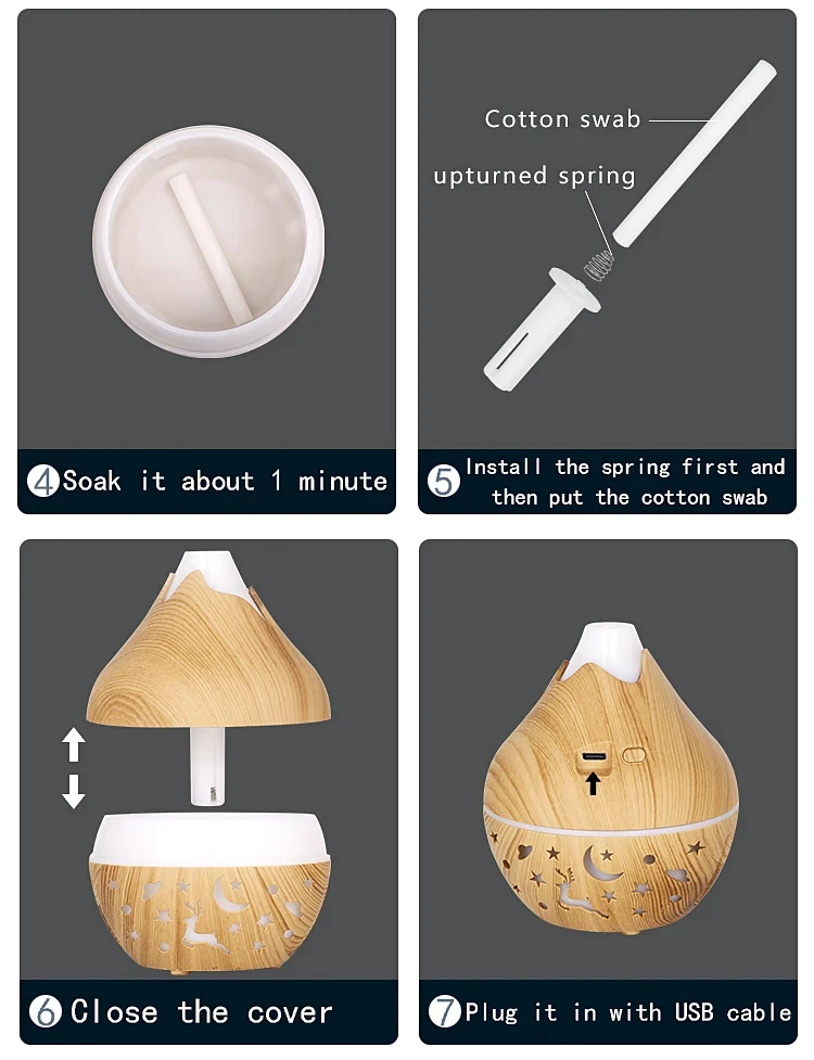 USB Ultrasonic Cool Mist Sprayer Essential Oil Fragrance 200ml Mini Home Wood Grain Air Humidifier Electric Air Aroma Diffuser