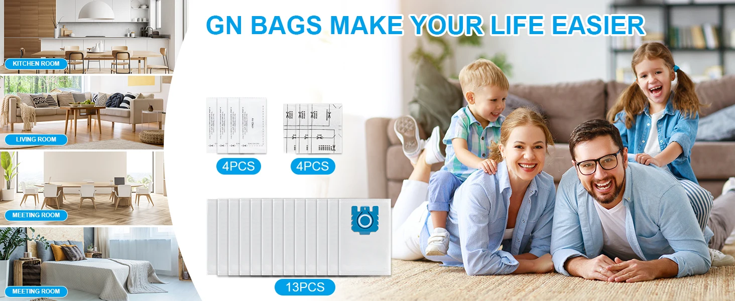 13 bags+4 filters+1 Brush 3D Air Purification Dust Bags: for Miele Classic C1, C2, S8, S5, S2, S600 C3 Hoover Bags