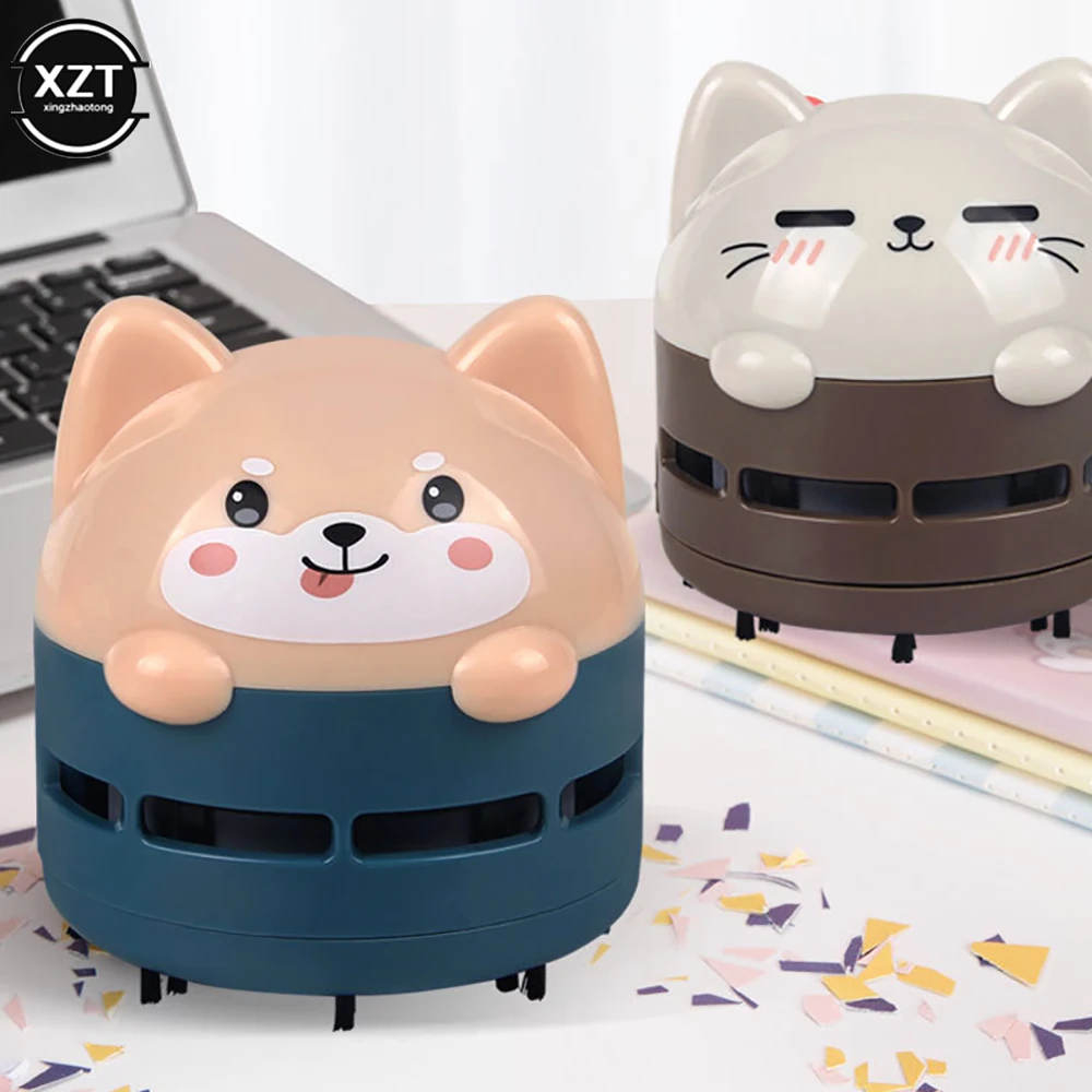 Mini Handheld Desktop Vacuum Cleaner Portable USB Rechargeable Cleaner Cartoon Shape Eraser Dander Confetti Cleaning Brush