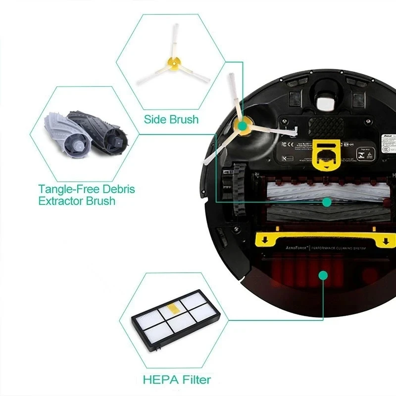 For IRobot Roomba 800 900 Series 860 870 880 890 966 980 Vacuum Cleaner Side Roller Brush Parts HEPA Filter Wheel Replacement