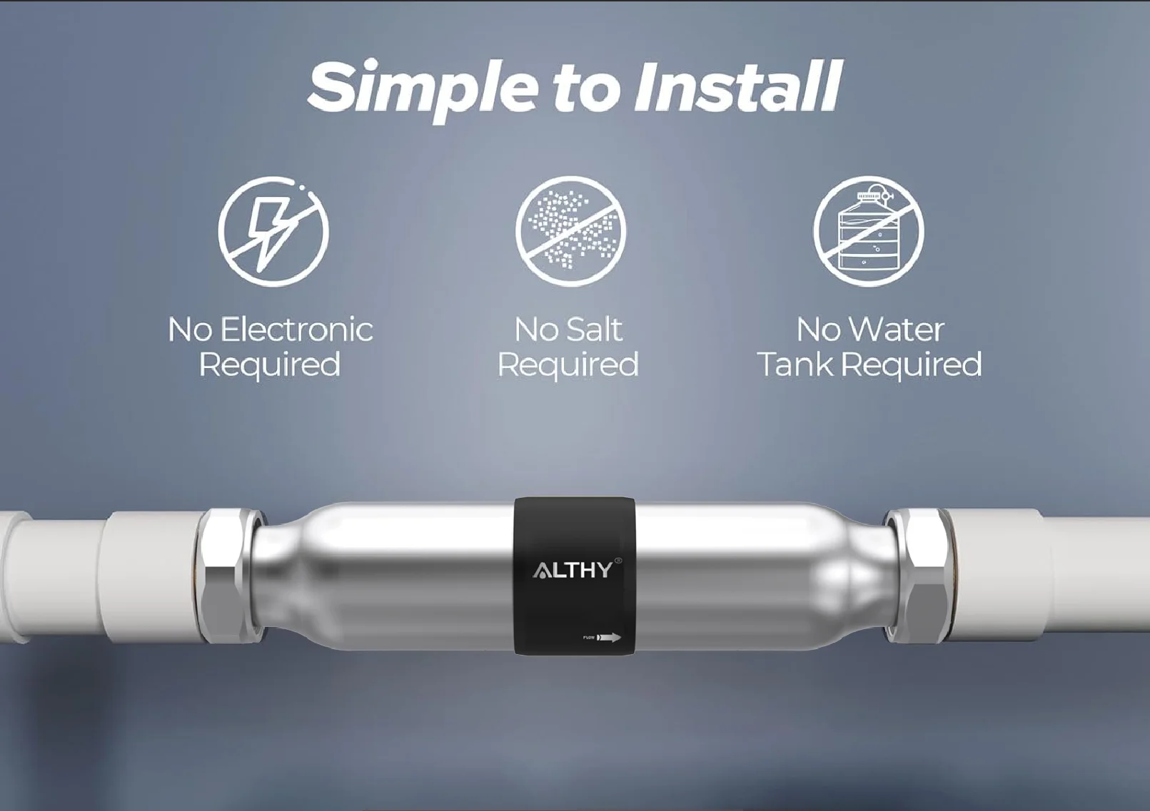ALTHY AL-WS200 Whole House Water Descaler Scale Inhibition Softener System Large Flow Anti Limescale Corrosion & Hard water