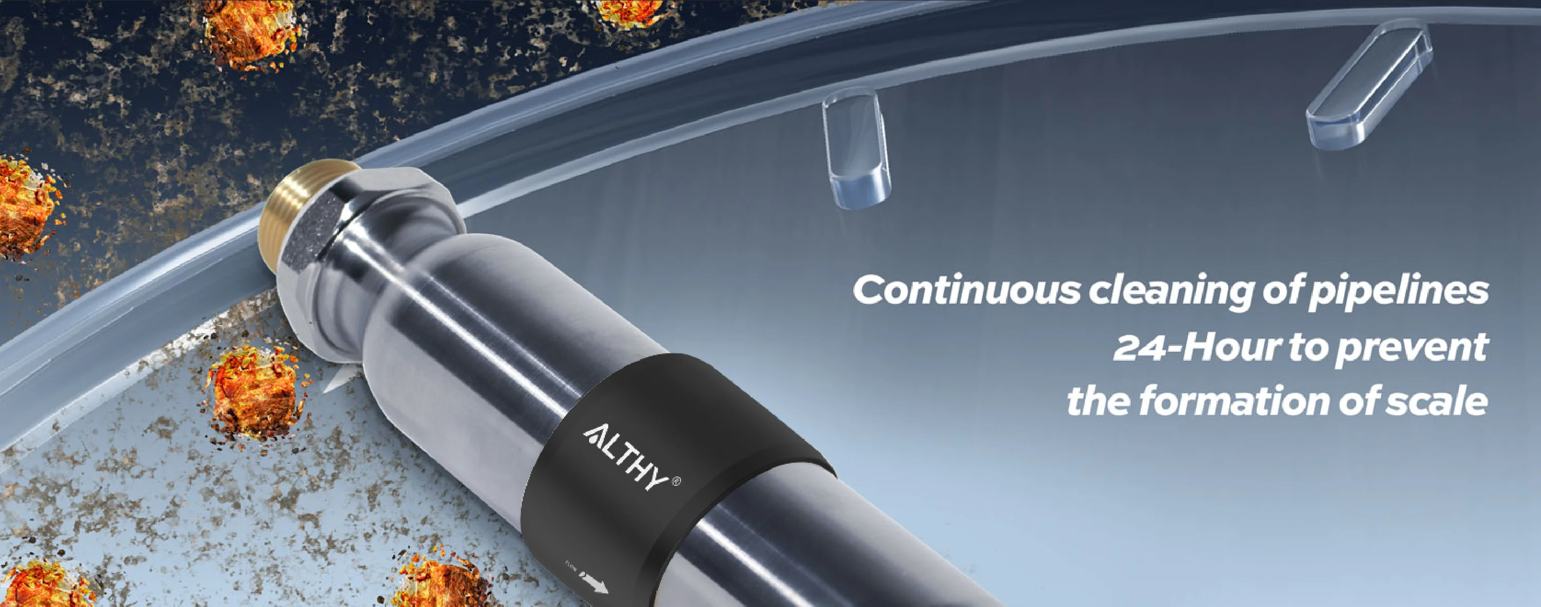 ALTHY AL-WS200 Whole House Water Descaler Scale Inhibition Softener System Large Flow Anti Limescale Corrosion & Hard water