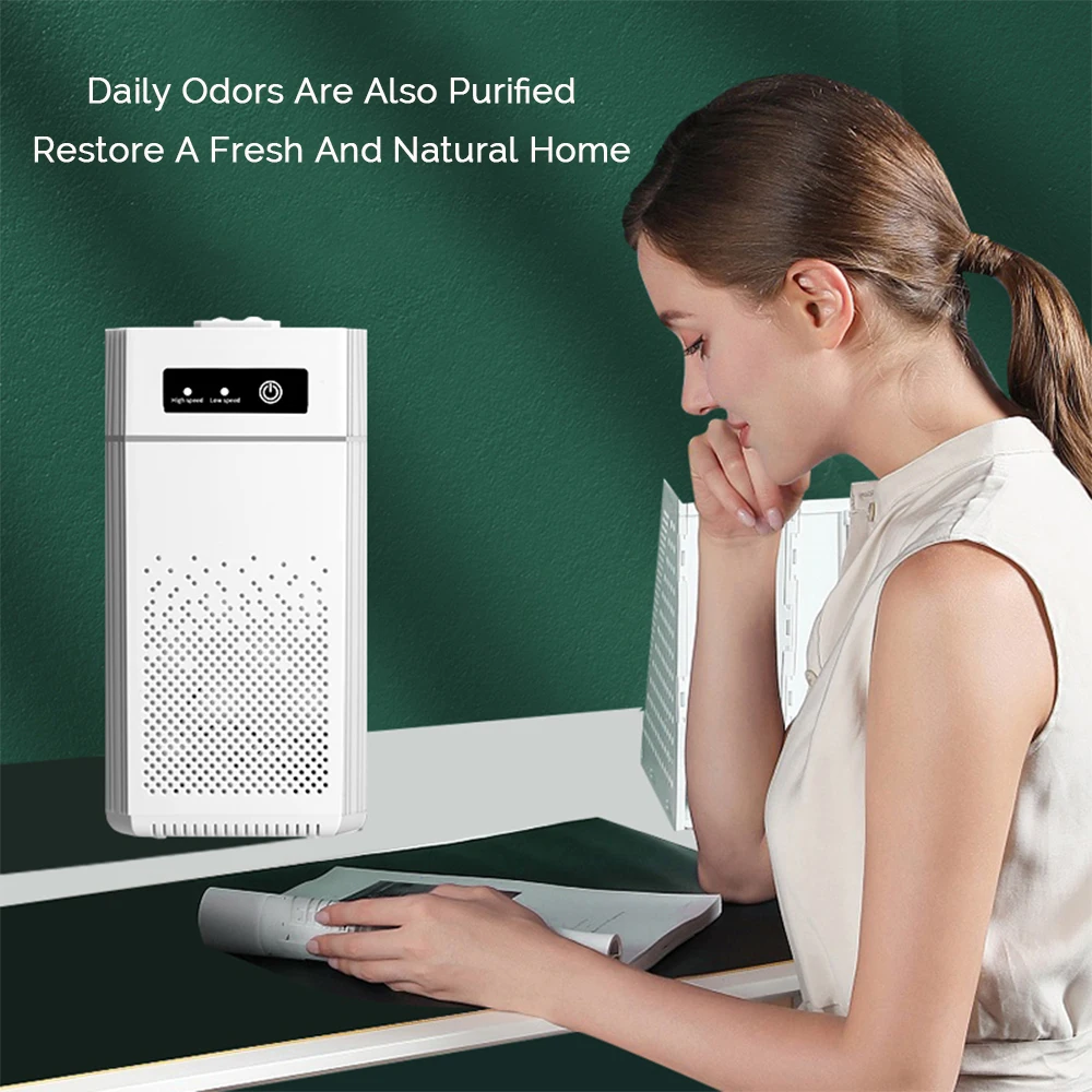 Portable Air Purifier Negative Ion Desktop Air Cleaner With HEPA Filter For Home Bedroom Office Car Toilet Smoke Odor Remover