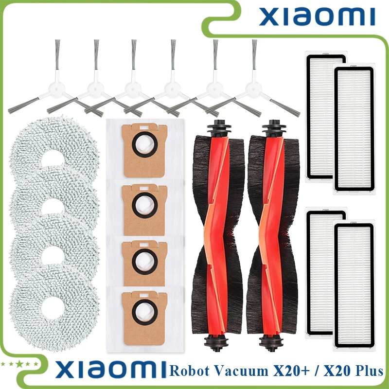 For Xiaomi Robot Vacuum X20 Plus / X20+ Replacement Parts Accessories Main Side Brush Hepa Filter Mop Cloth Dust Bag