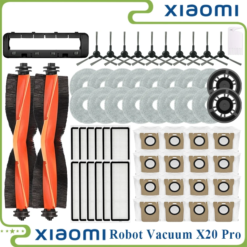 For Xiaomi Robot Vacuum X20 Pro Vacuum Parts Accessories Main Roller Side Brush Hepa Filter Mop Cloth Dust Bag