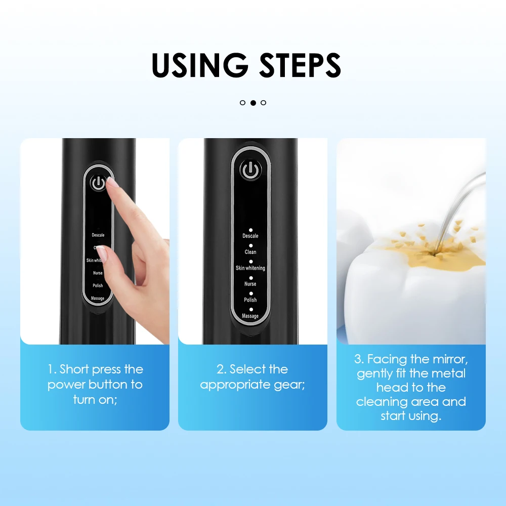 Electric Tooth Cleaner Waterproof Toothbrush Sonic Vibration Dental Scaler Plaque Calculus Tartar Remover Teeth Cleaning Tools