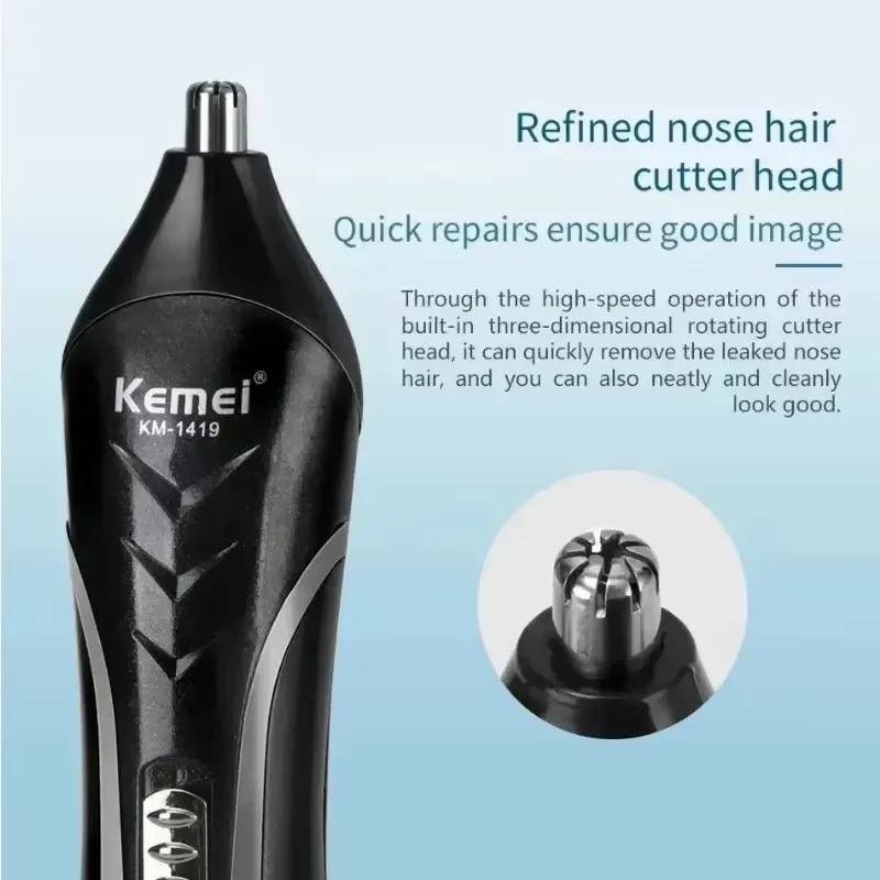 Kemei KM-1419 Rechargeable Electric Hair Clipper Men'S Household Shaver Hair Trimmer and Nose Trimmer 3 in 1 Hair Clippers Men
