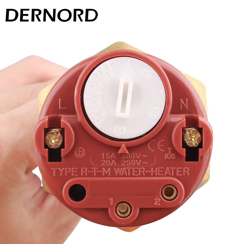DERNORD 48v 96v with Thermostat Tubular DC Heating Element SUS304 250W/450W/1000W/1500W DN32 Heater Immersion for Water