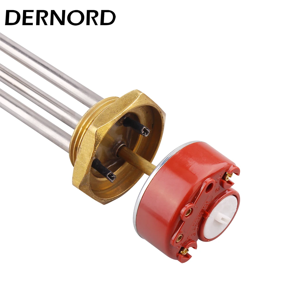 DERNORD 48v 96v with Thermostat Tubular DC Heating Element SUS304 250W/450W/1000W/1500W DN32 Heater Immersion for Water