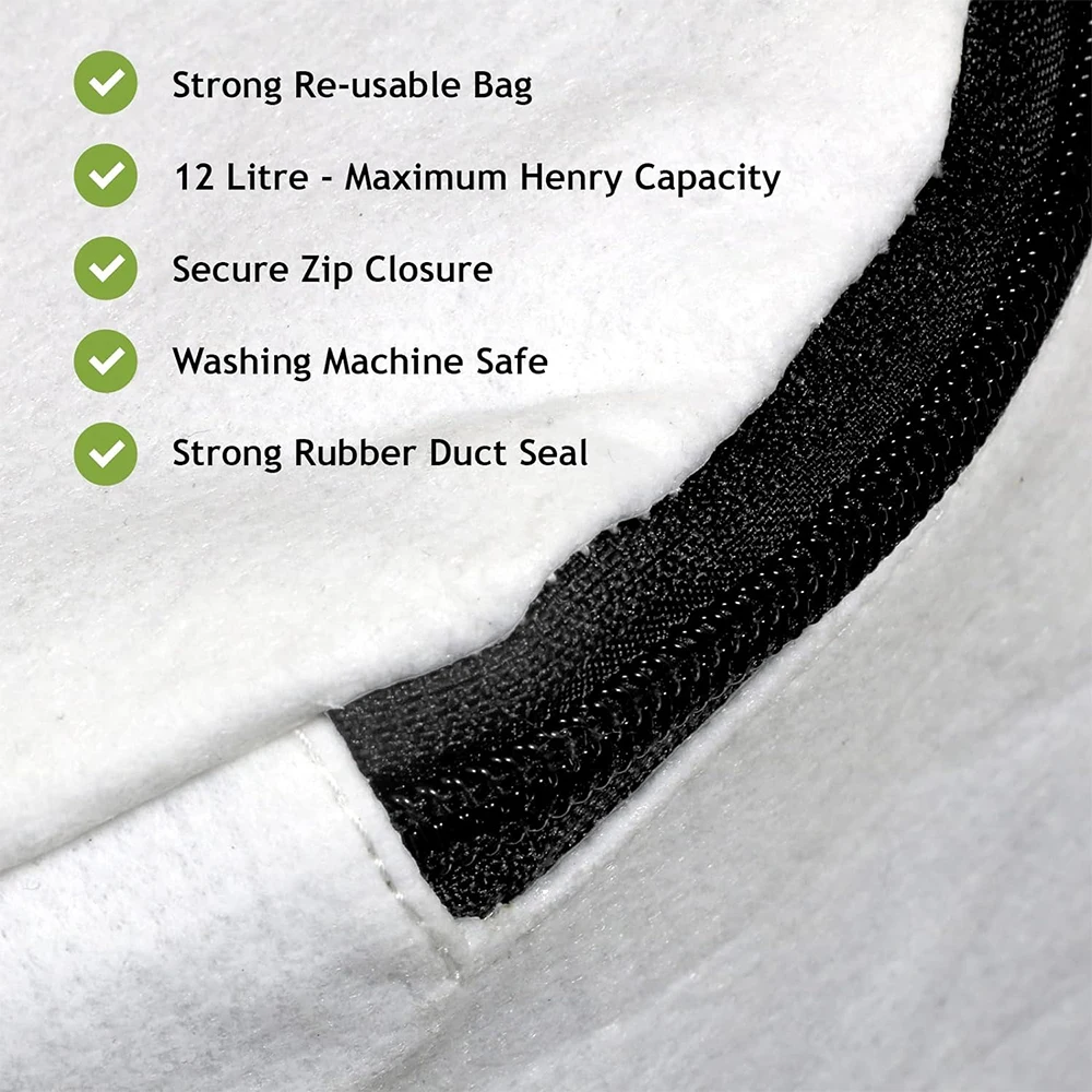 Reusable Washable Dust Bags with Zip for Numatic Henry Hetty James Edward AS200 Vacuum Cleaner Accessories Replacement Parts