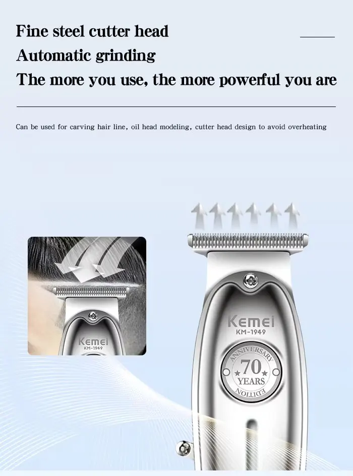 Kemei KM-1949 Gold or Silver All Metal Electric Hair Clipper KM-2028 Rechargeable Men's Shaver Professional Cordless Trimmer