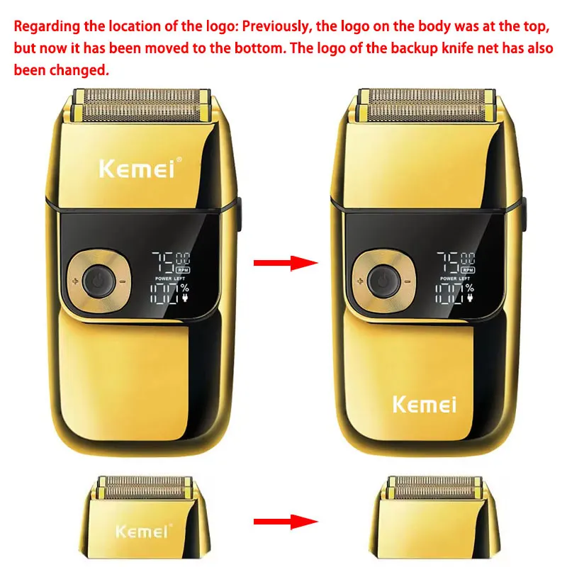 Kemei KM-1949 Gold or Silver All Metal Electric Hair Clipper KM-2028 Rechargeable Men's Shaver Professional Cordless Trimmer