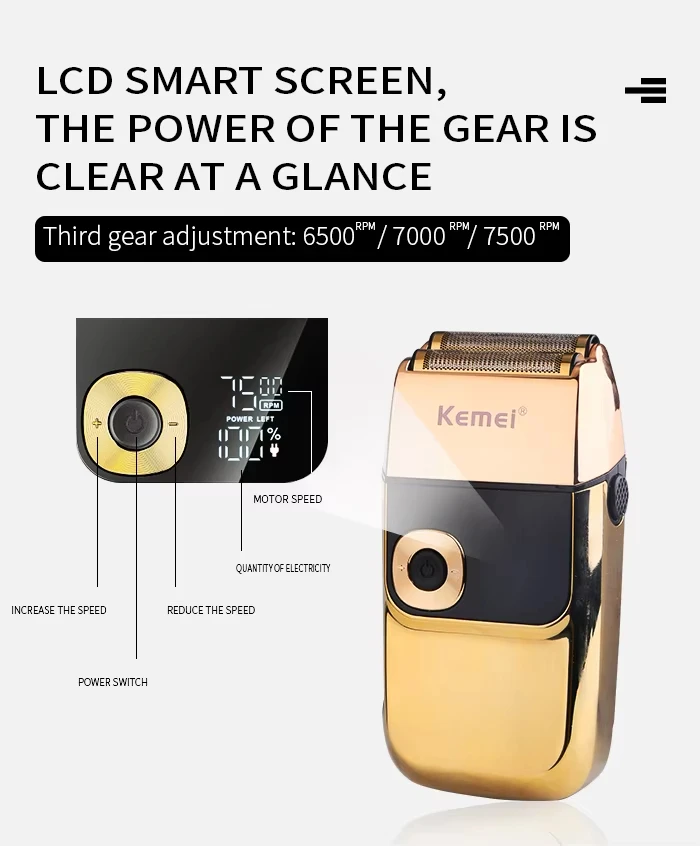 Kemei KM-1949 Gold or Silver All Metal Electric Hair Clipper KM-2028 Rechargeable Men's Shaver Professional Cordless Trimmer