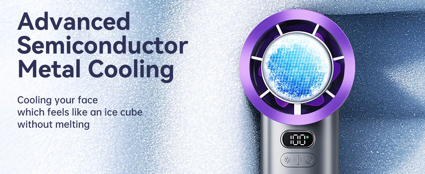 MUXNW Semiconductor Cooling Handheld Fan 13500RPM 100-Speed Digital Screen USB-C Bladeless Outdoor Fan Black