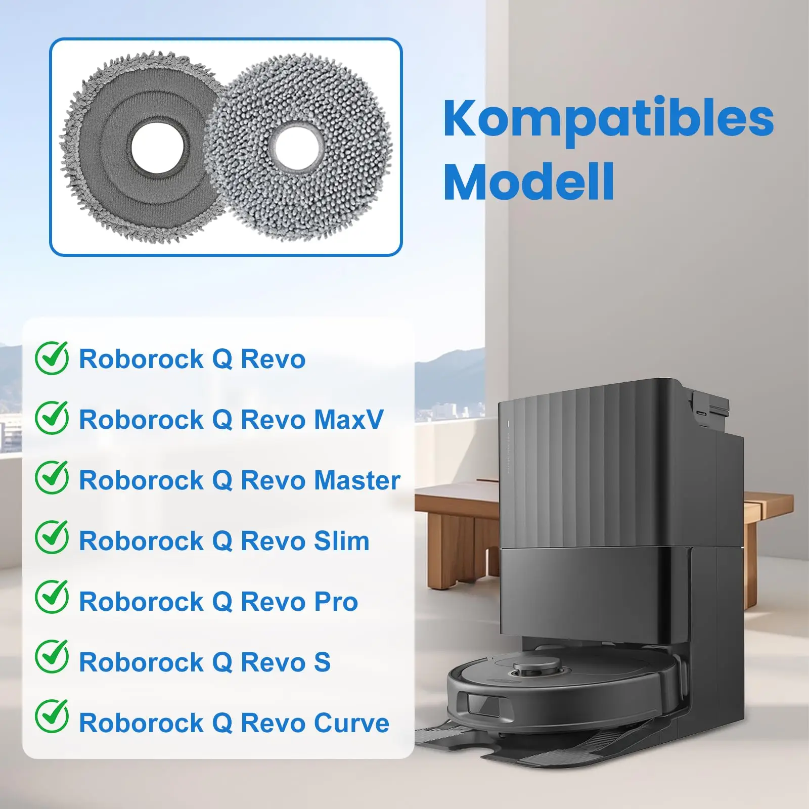Wipes Mop for Roborock Saros 10R / Q Revo / Qrevo MaxV / Qrevo Master / Qrevo Slim / Qrevo Pro / Qrevo S Robot Vacuum Cleaner