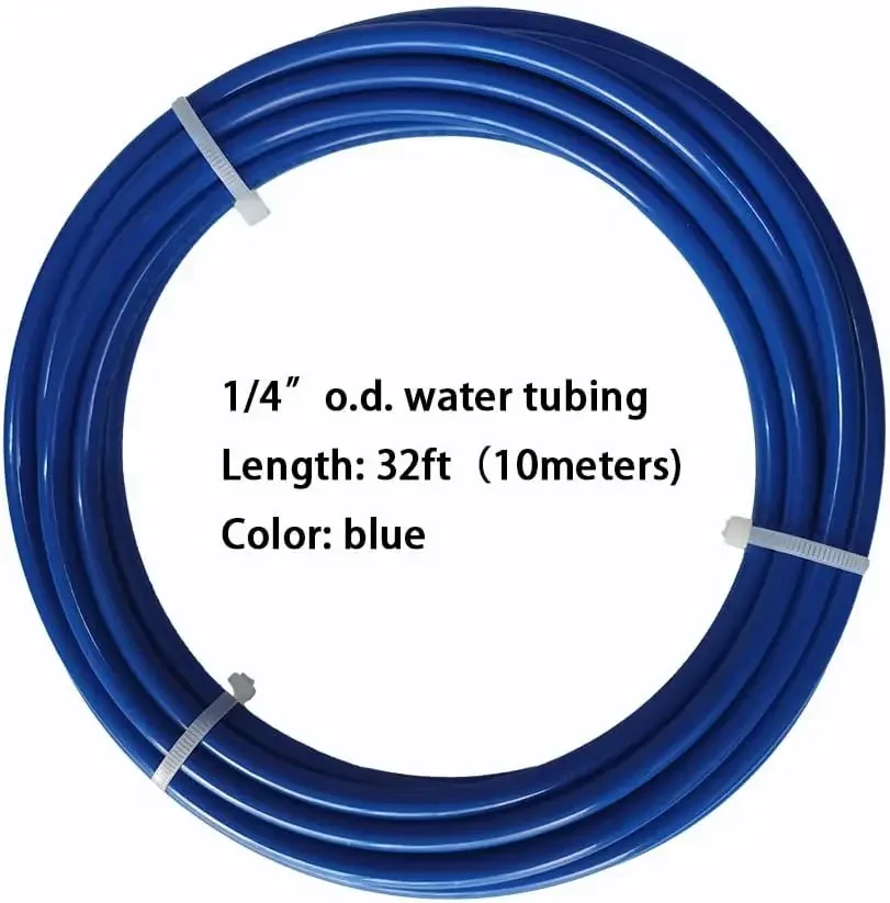 1/4 inch O.D. Length 32.8ft(10 meters) RO Water Tubing, Hose Pipe for RO Water purifiers System,+ 1/4 O.D quick connector 10pcs
