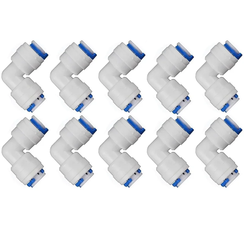 1/4 inch Tube to 1/4 inch Tube push fit elbow quick connect for RO water system Set Of 10