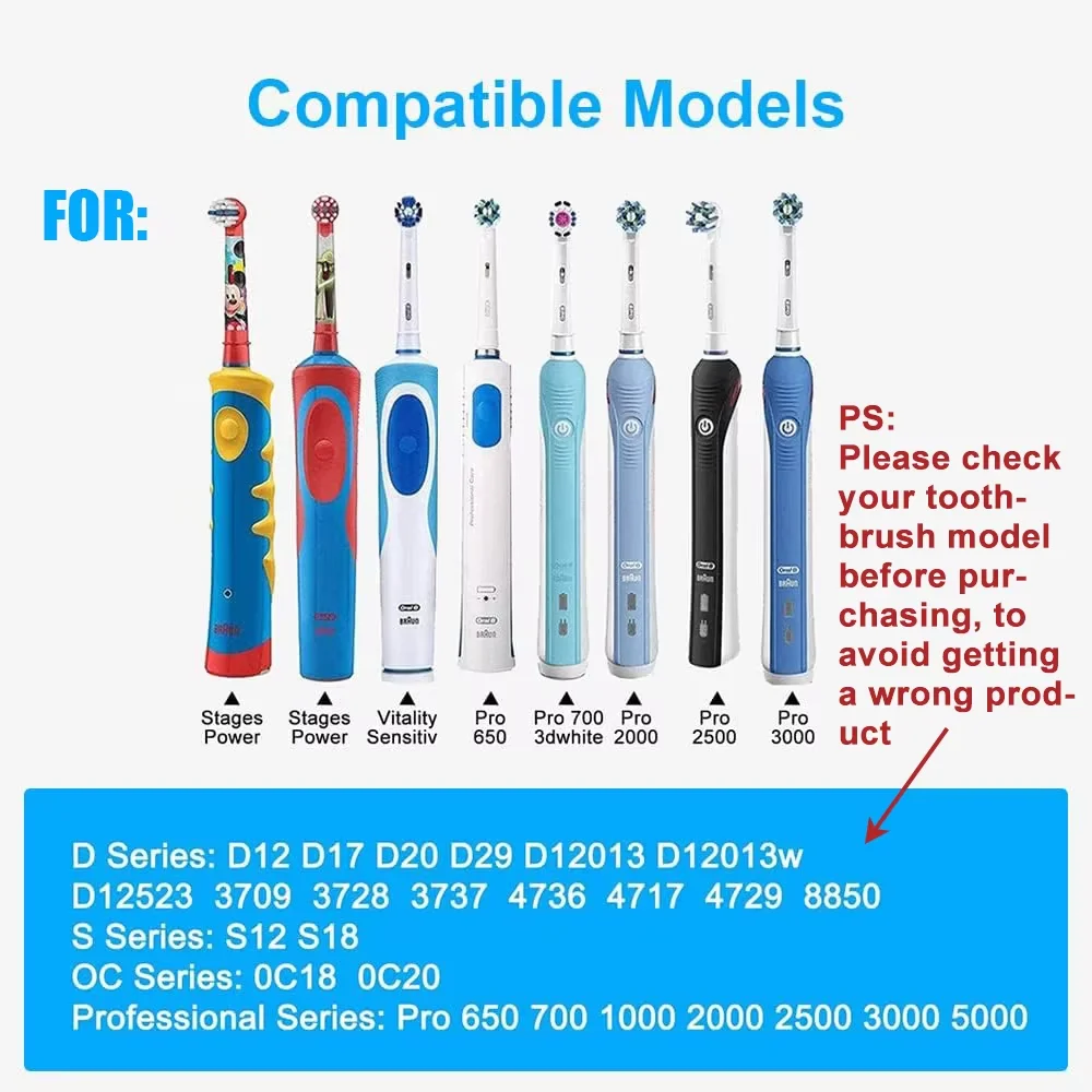 Universal Electric Toothbrush Replacement Charger, 4 Types Safe Charging Base Compatible with Most Electric Toothbrush Brands
