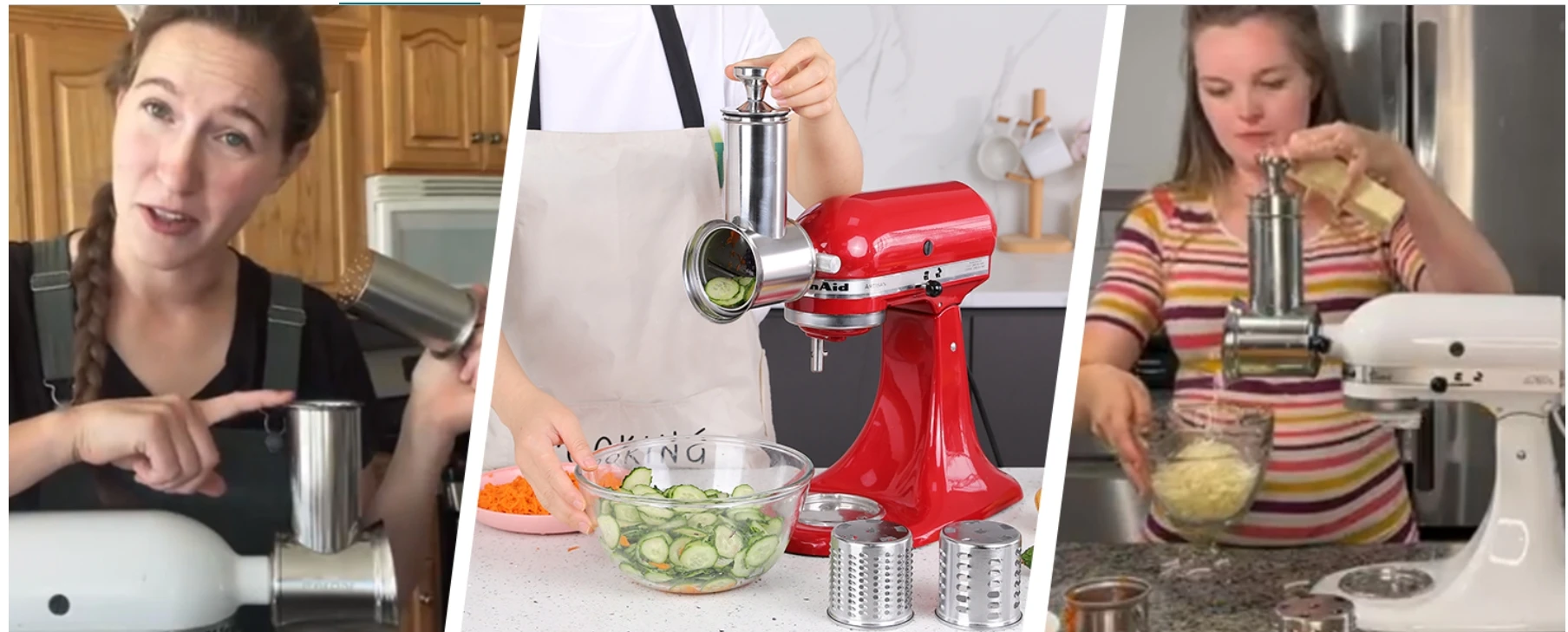 Dishwasher Safe,Stainless Steel Slicer/Shredder Attachment for KitchenAid Stand Mixer, Salad Machine Vegetable Slicer Maker