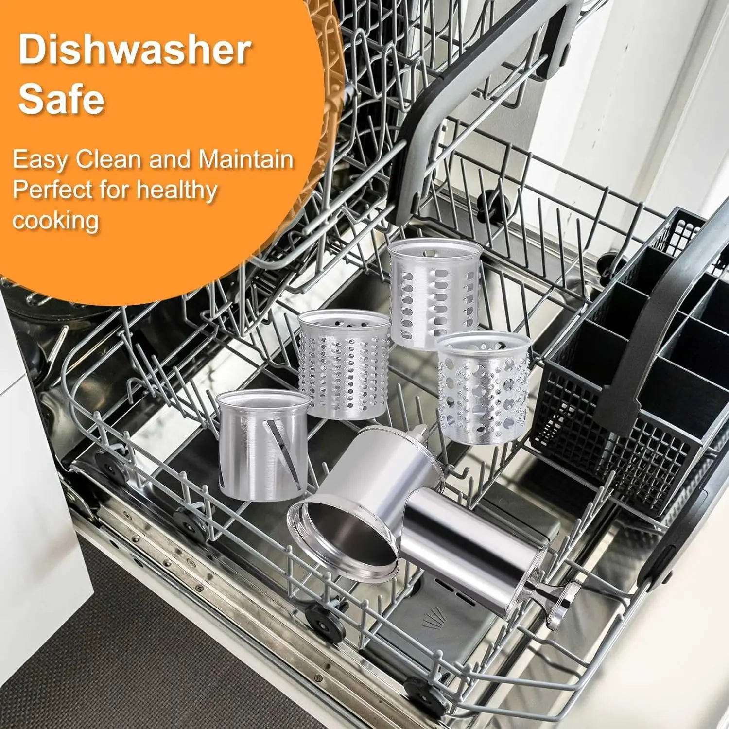 Dishwasher Safe,Stainless Steel Slicer/Shredder Attachment for KitchenAid Stand Mixer, Salad Machine Vegetable Slicer Maker