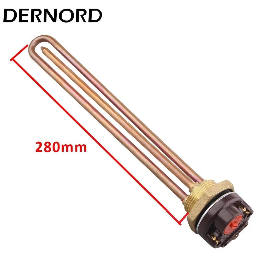 DERNORD 220V Electric Water Heater with Thermostat Temperature Control Switch 1 1/4 inch Thread DN32 Heating Element