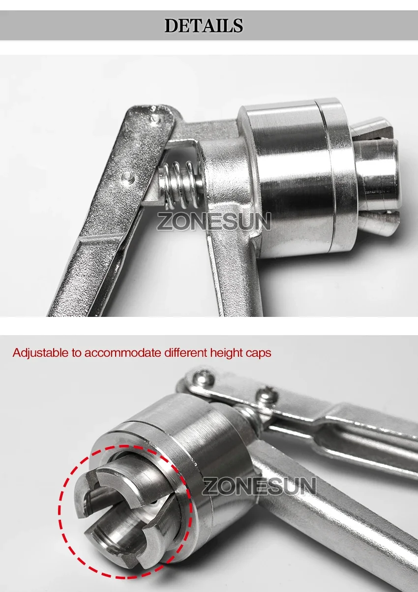 ZONESUN ZS-PVC1 Handheld Vial Crimper Sealer Manual Capper for 11-32mm Aluminum & Flip-Off Caps Bottle Capping Tool