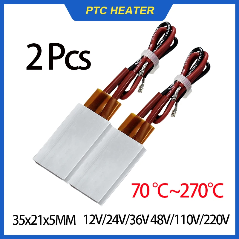 2 Pcs PTC Heater Sheet Constant Temperature Incubation 12V~220V Aluminum Shell PTC Heater Accessories Air Conditioner Part 35*21