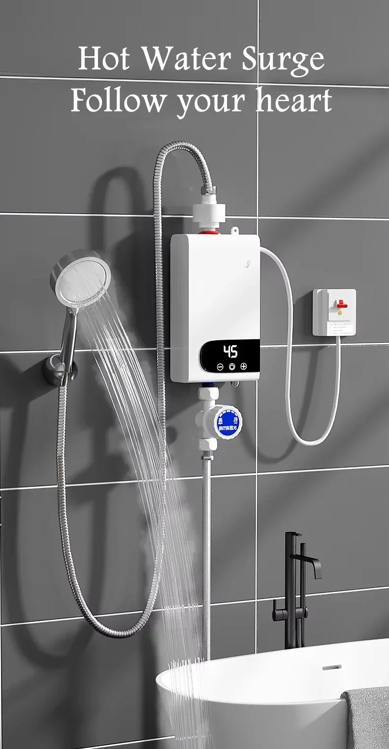 5500W Newest Water Heater Instant Water Heater Tankless Instantaneous Faucet Tap Kitchen Hot Water Crane LED Digital
