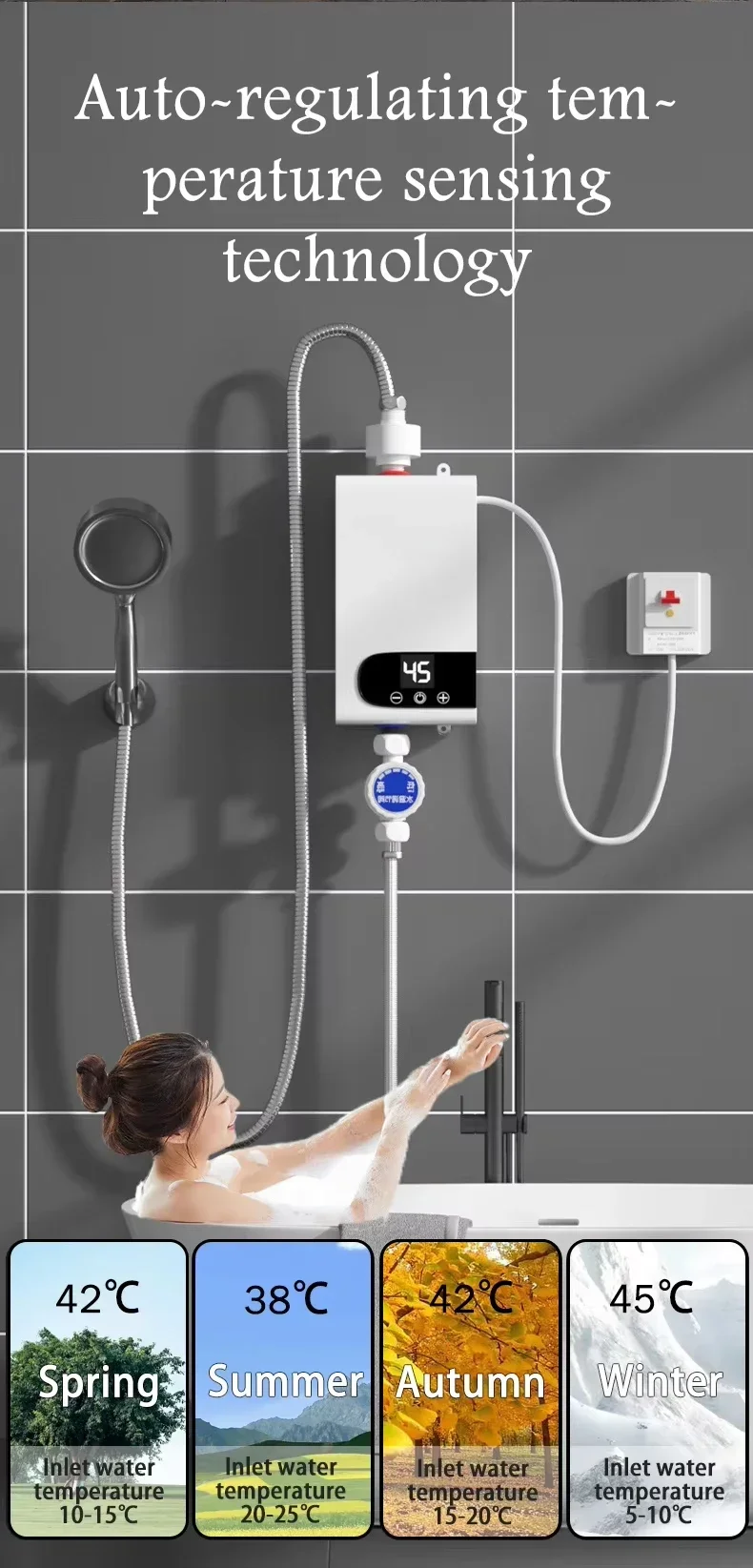 5500W Newest Water Heater Instant Water Heater Tankless Instantaneous Faucet Tap Kitchen Hot Water Crane LED Digital