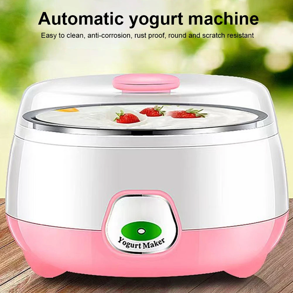 1L Yogurt Maker with Stainless Steel Container Electric Yogurt Maker with Constant Temperature Control for Homemade Yogurt Natto