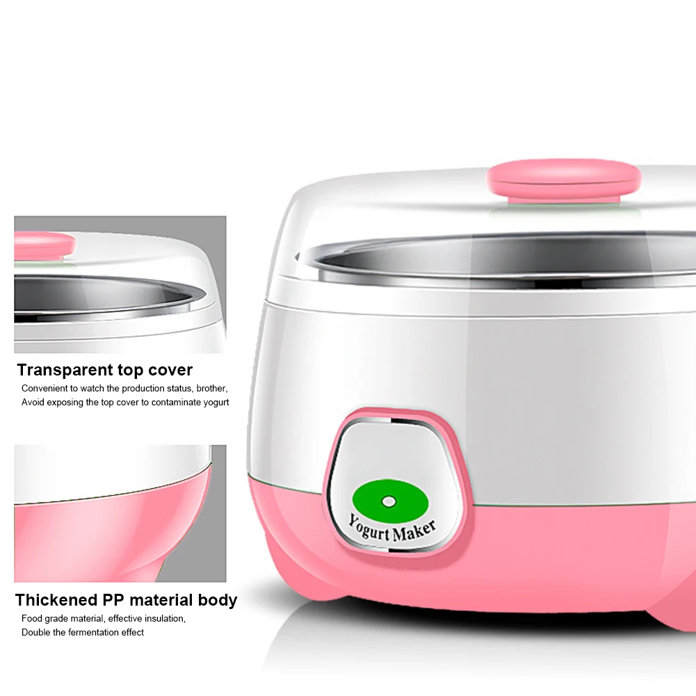 1L Yogurt Maker with Stainless Steel Container Electric Yogurt Maker with Constant Temperature Control for Homemade Yogurt Natto