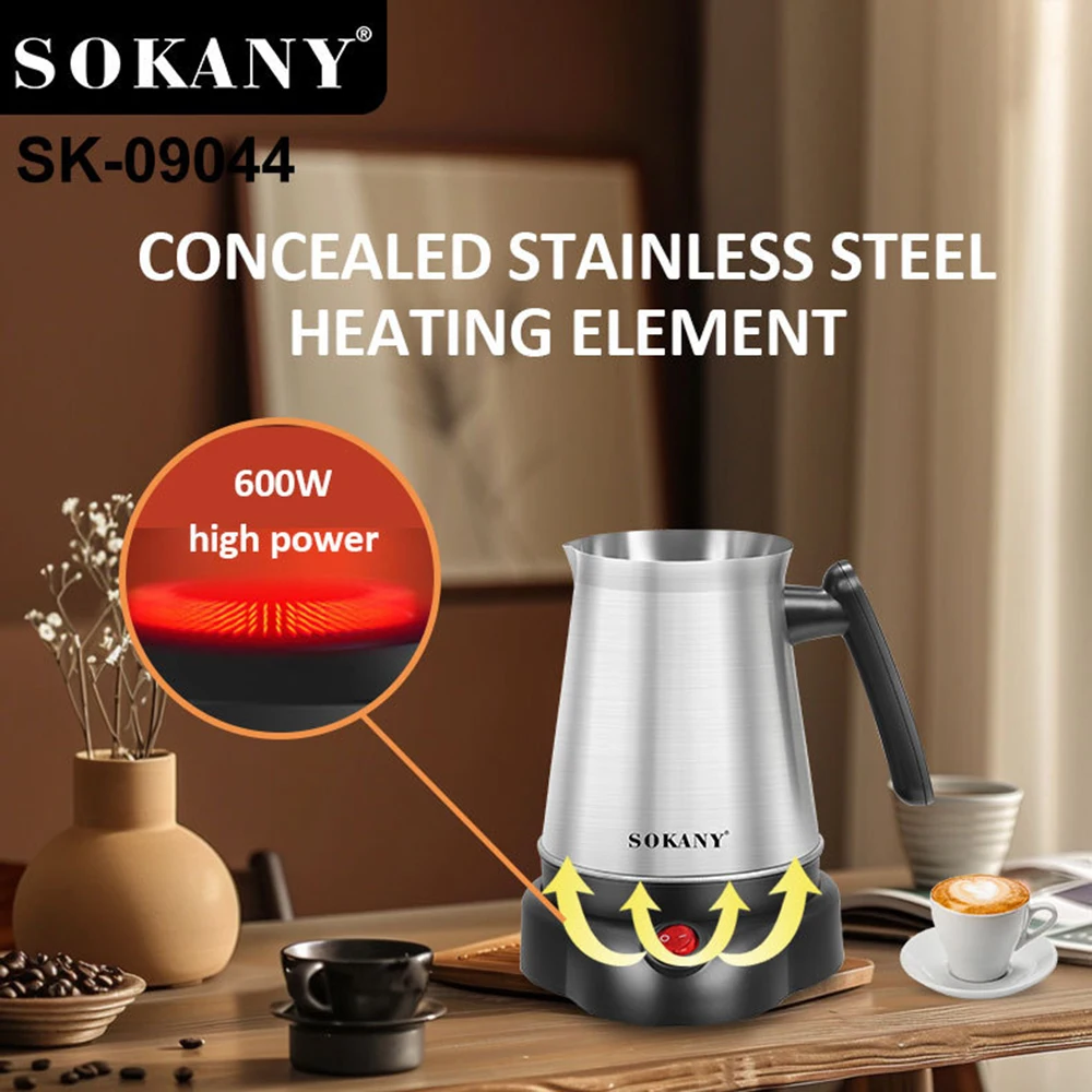 800ML Electric Kettle Turkish Greek Coffee Moka Tea Pot Maker Machine Stainless Steel Portable 6 Cups Boiling Water 220V 전기포트