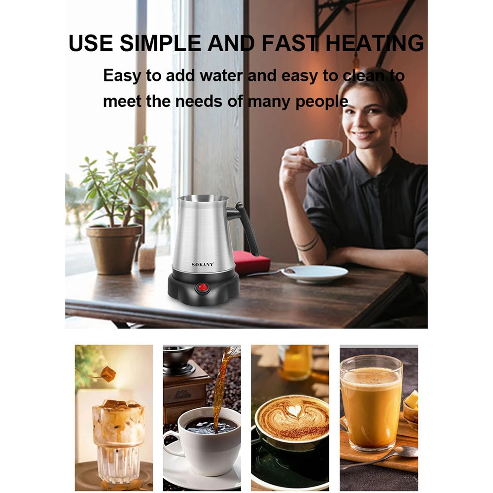 800ML Electric Kettle Turkish Greek Coffee Moka Tea Pot Maker Machine Stainless Steel Portable 6 Cups Boiling Water 220V 전기포트