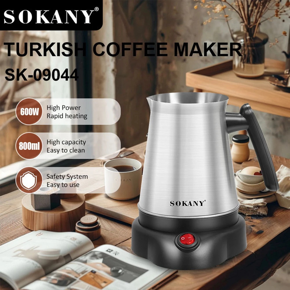 800ML Electric Kettle Turkish Greek Coffee Moka Tea Pot Maker Machine Stainless Steel Portable 6 Cups Boiling Water 220V 전기포트