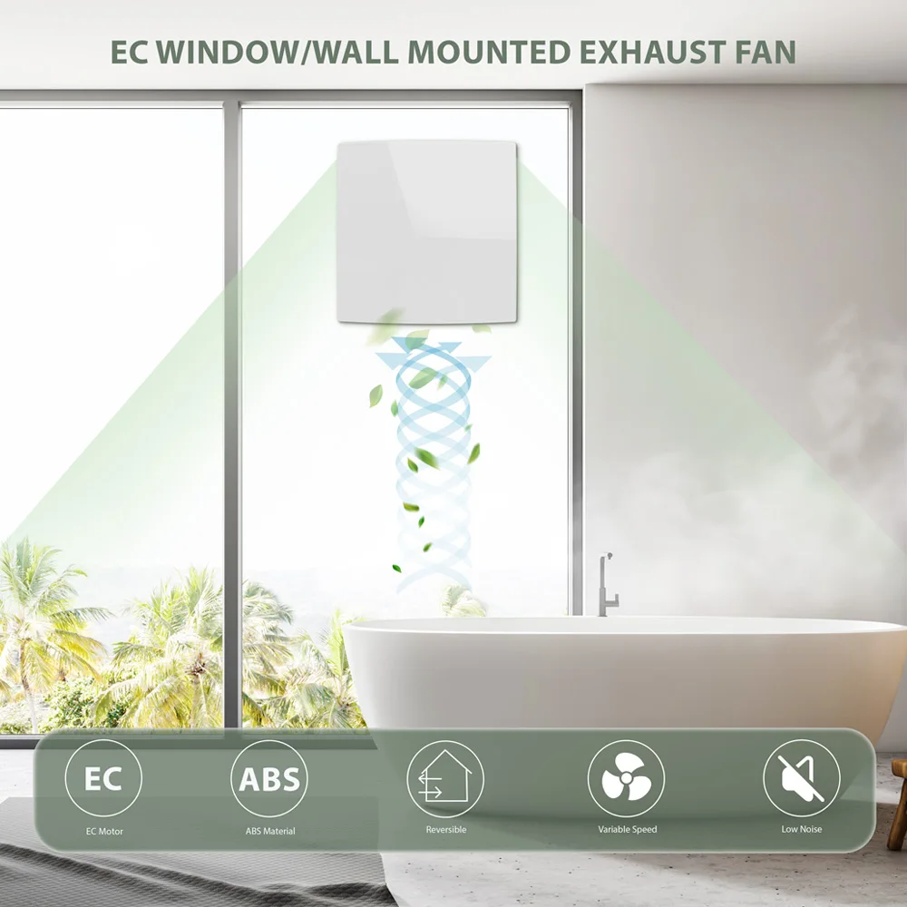 KCvents Wall Mount Exhaust Fan 100/150 mm Reversible with Remote Control for Bathroom, Kitchen, Home, Attic Ventilation Fan