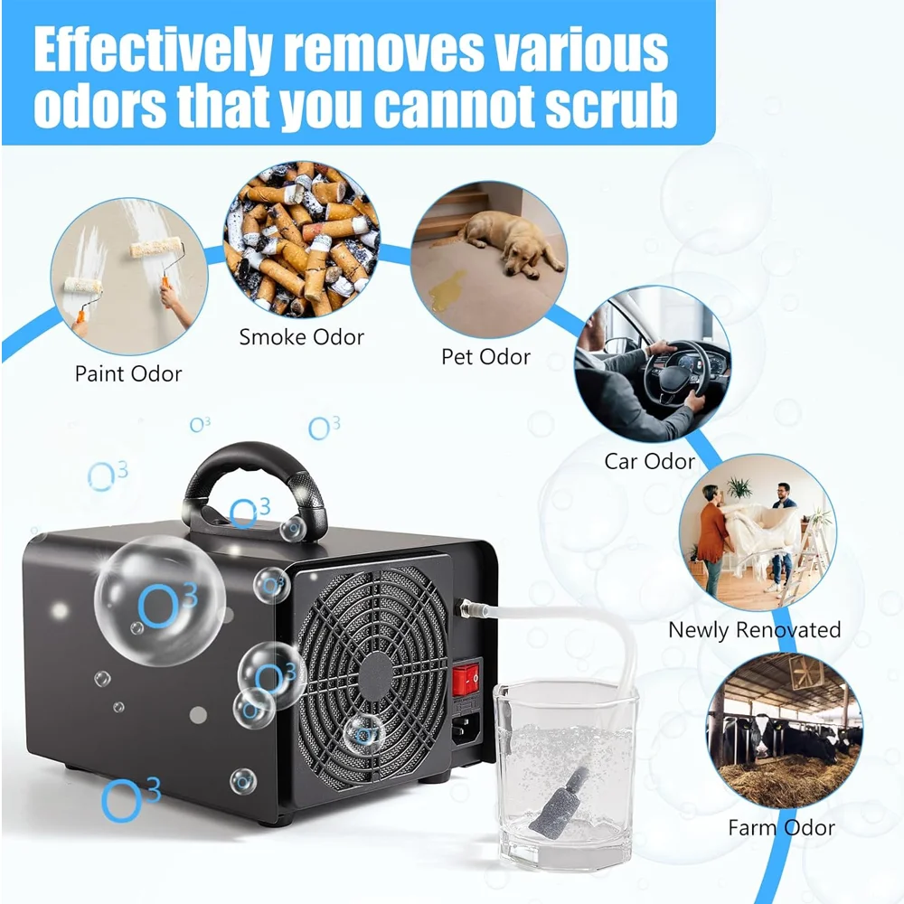 2in1 Ozone Generator 60g/h O₃ Output Air & Water Purification Modes Commercial Industrial Ozone Machine Ionizer Deodorizer