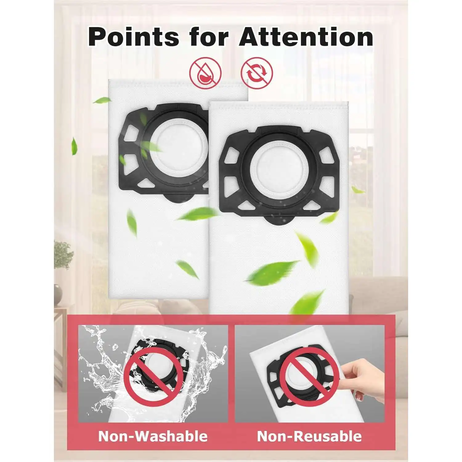 Vacuum Cleaner Bags for Karcher WD2 Plus, WD 3, KWD 1, MV 3, SE 4001, SE 4002 Wet & Dry Vacuum Cleaner, KFI 357, 2.863-314.0